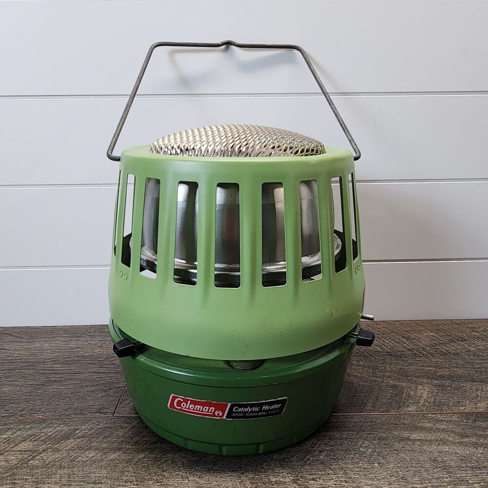 Vintage 1970s Coleman Catalytic Heater Model 513A Adjustable 3000-5000 BTU Green